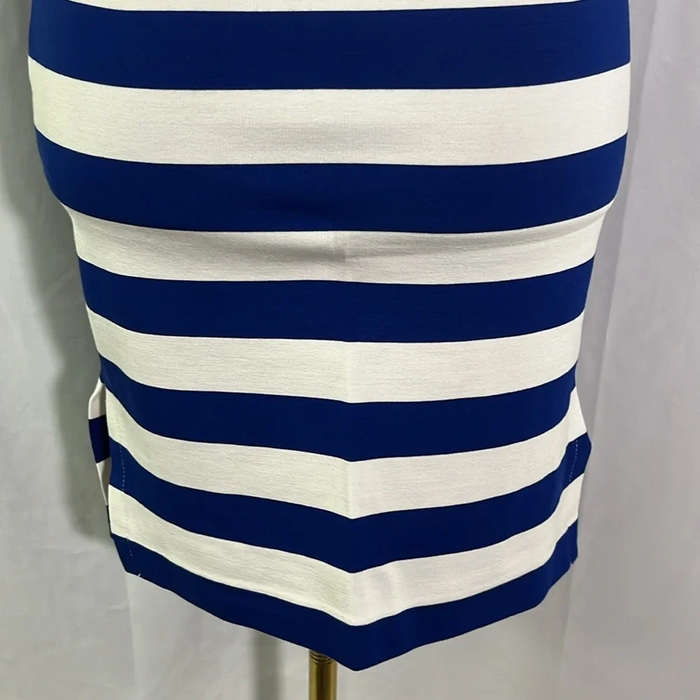 NWT Banana Republic Royal Blue & White Striped Ponte Knit Side Slit Pencil Skirt - Picture 13 of 16